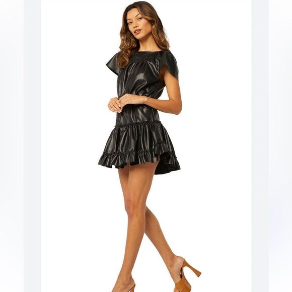 NWT Misa Vegan Leather Severine Dress In Black XS Revolve - Picture 12 of 16